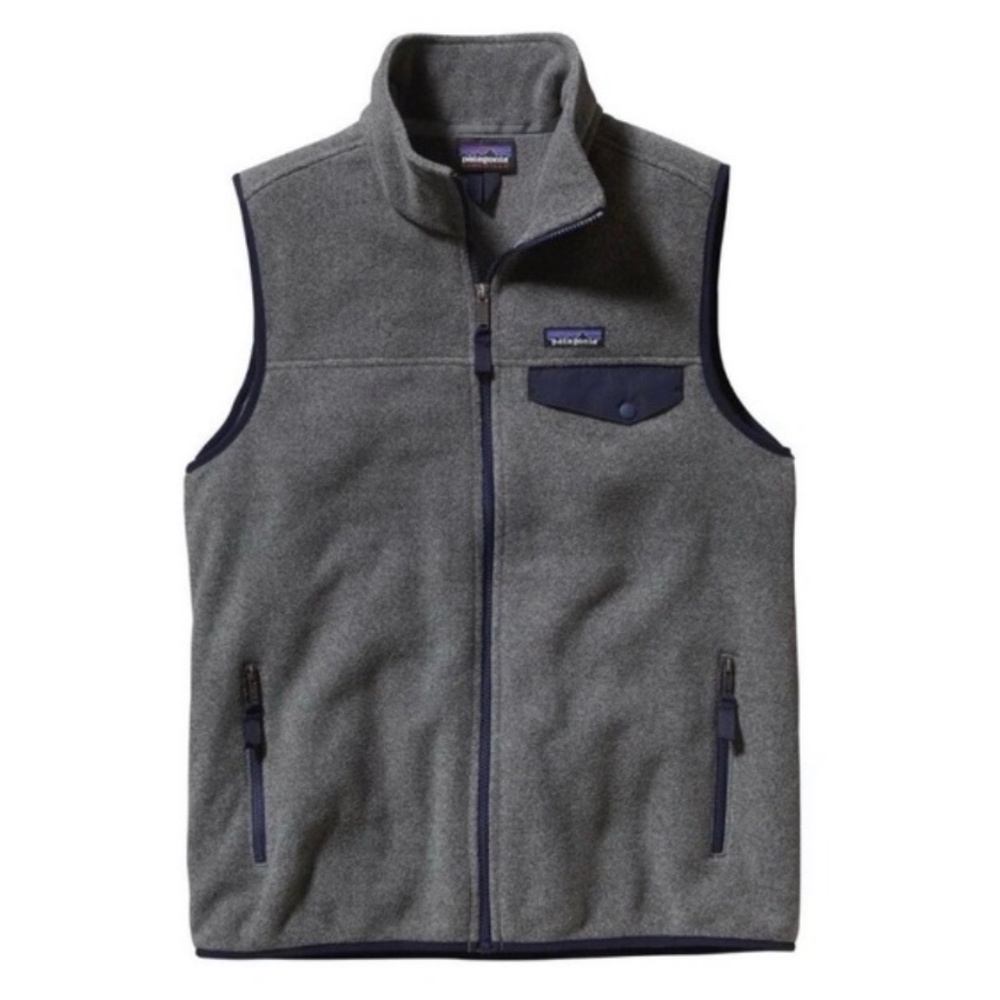 Patagonia Gray/ Navy Lightweight Synchilla Snap-T Fleece Vest Size Medium